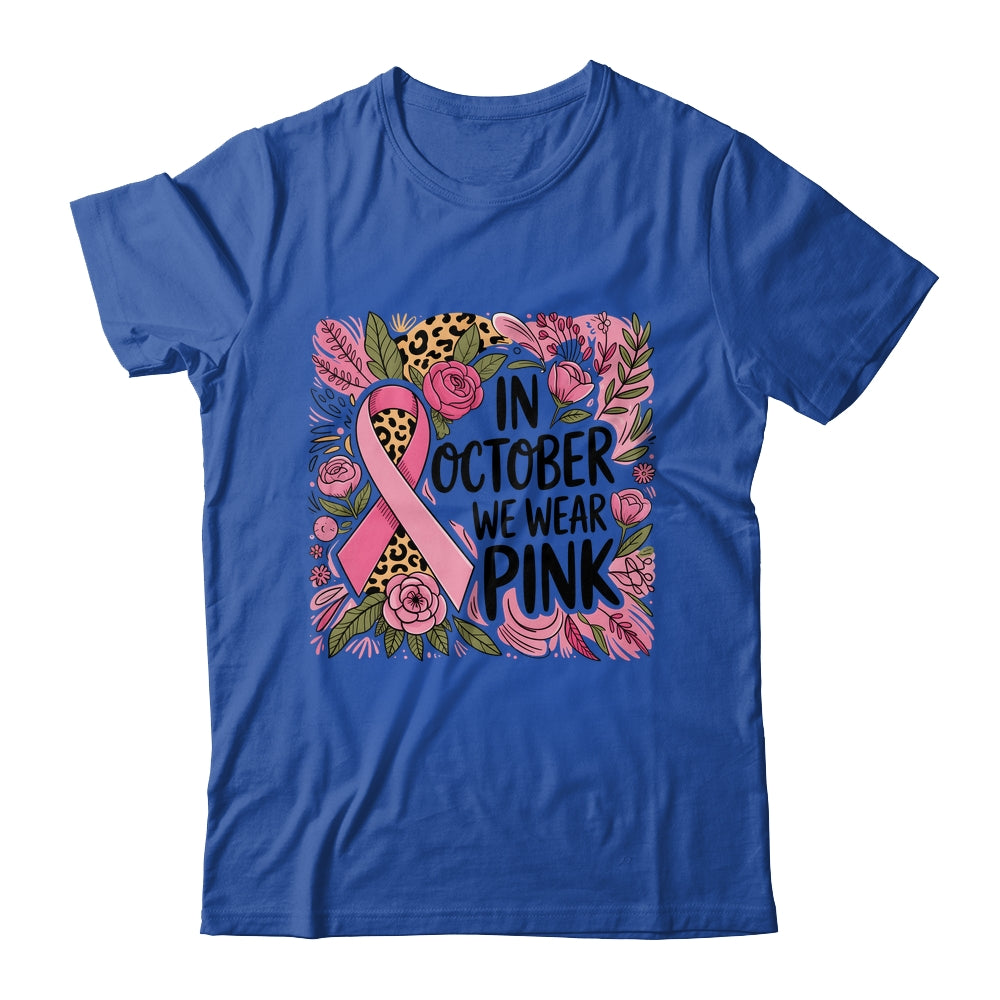 In October We Wear Pink Preppy Breast Cancer Boho Flower Shirt & Hoodie | siriusteestore