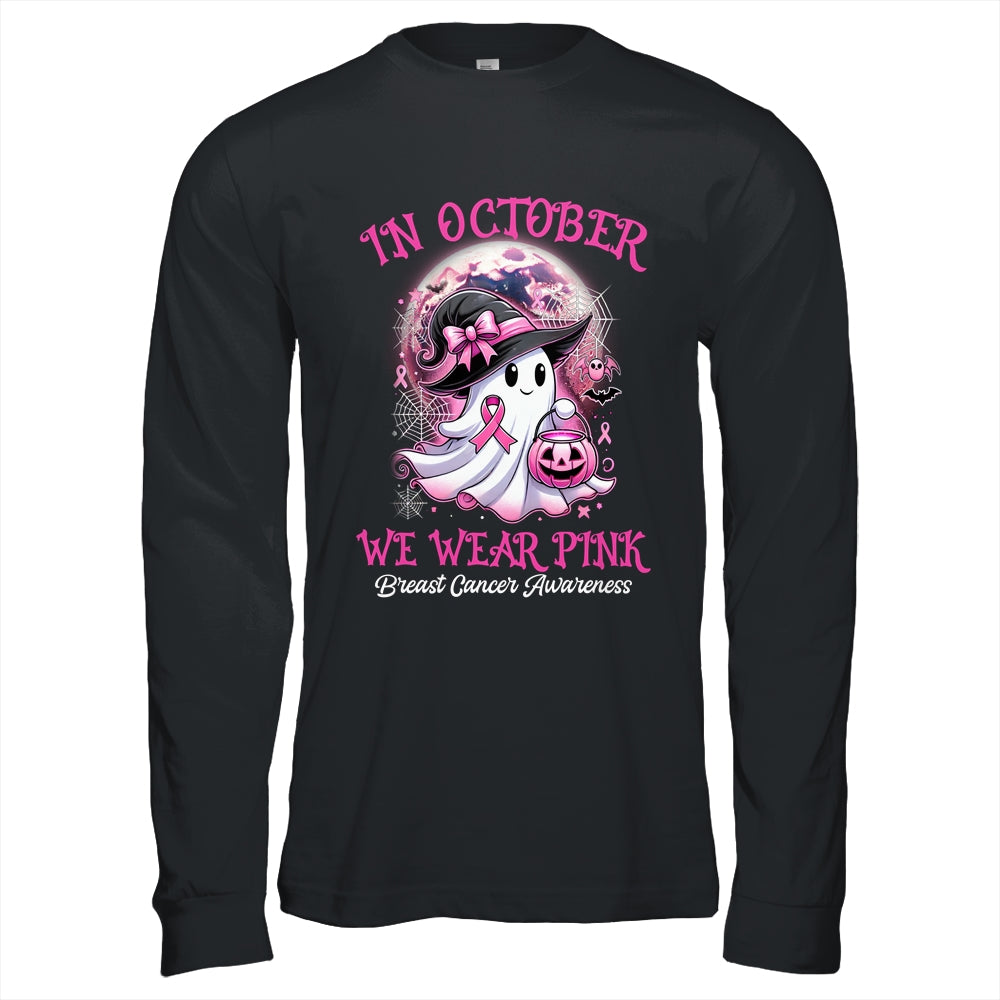 In October We Wear Pink Witch Ghost Breast Cancer Awareness Shirt & Hoodie | siriusteestore