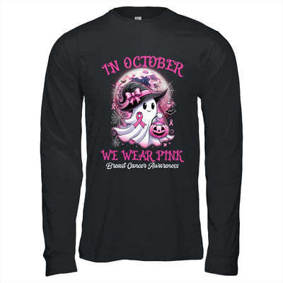 In October We Wear Pink Witch Ghost Breast Cancer Awareness Shirt & Hoodie | siriusteestore