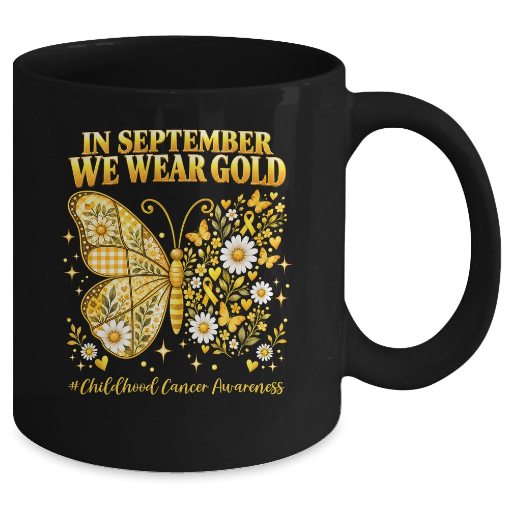 In September We Wear Gold Childhood Cancer Awareness Kids Mug | siriusteestore