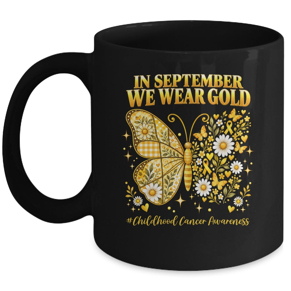 In September We Wear Gold Childhood Cancer Awareness Kids Mug | siriusteestore