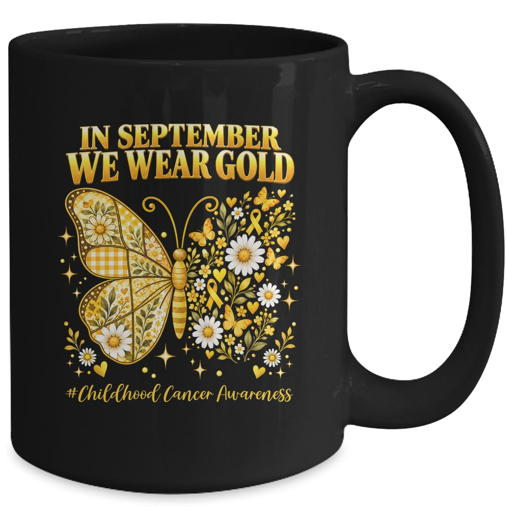 In September We Wear Gold Childhood Cancer Awareness Kids Mug | siriusteestore