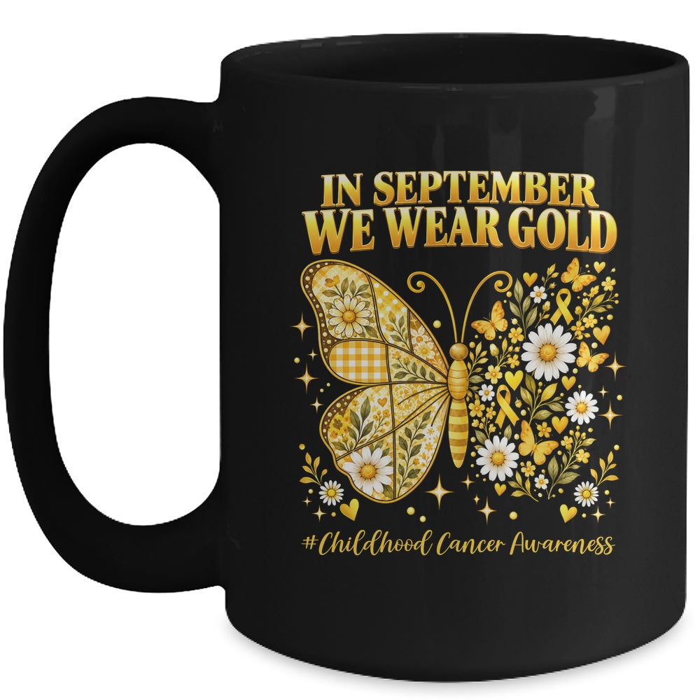 In September We Wear Gold Childhood Cancer Awareness Kids Mug | siriusteestore