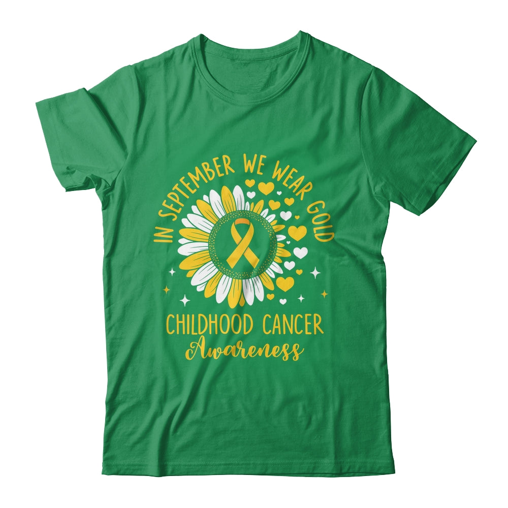 In September We Wear Gold Childhood Cancer Awareness Sunflower Shirt & Hoodie | siriusteestore