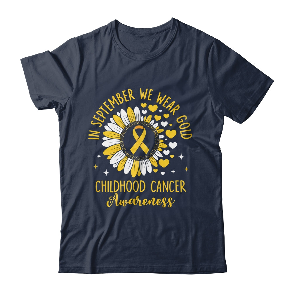 In September We Wear Gold Childhood Cancer Awareness Sunflower Shirt & Hoodie | siriusteestore