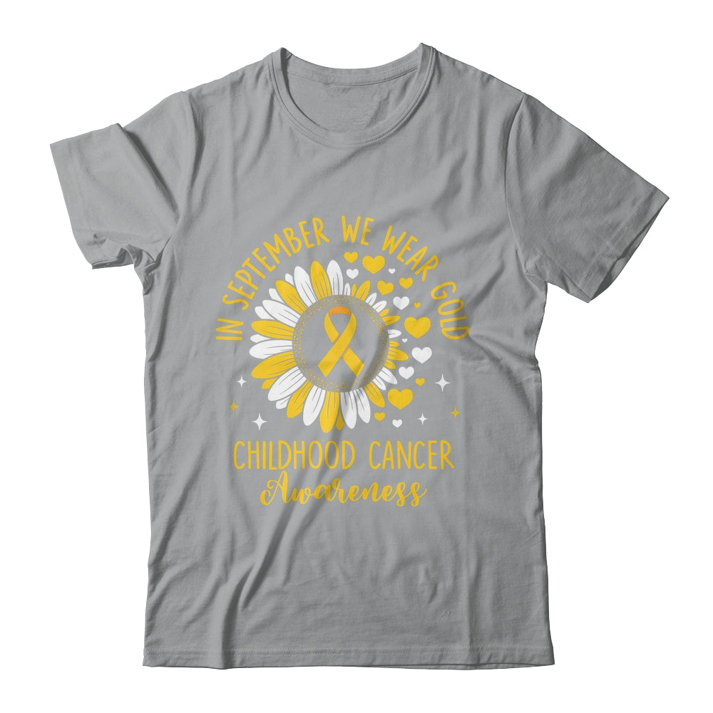 In September We Wear Gold Childhood Cancer Awareness Sunflower Shirt & Hoodie | siriusteestore
