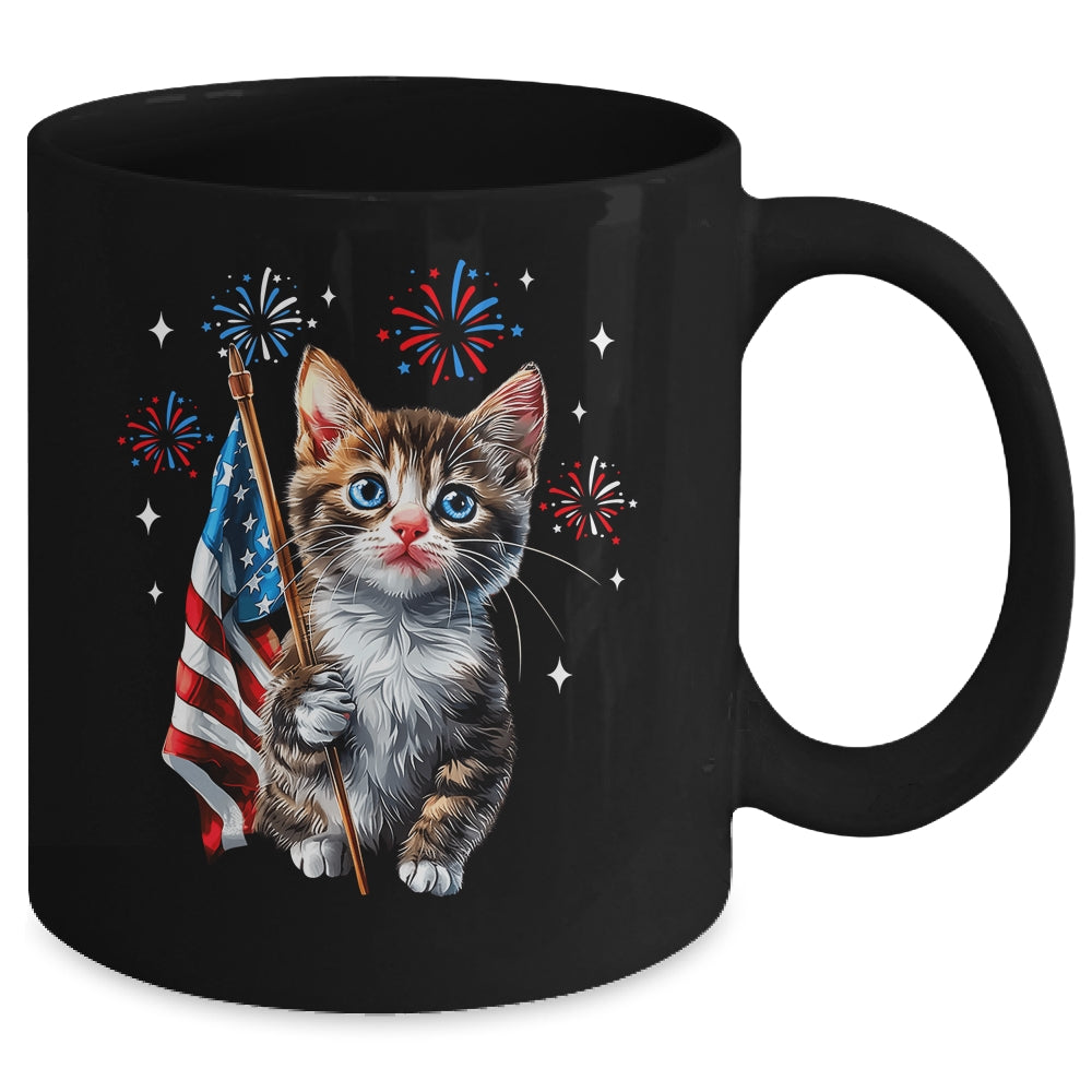 Independence Day Cat 4th Of July Patriotic USA Flag Graphic Mug | siriusteestore