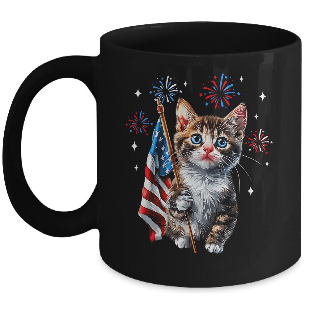 Independence Day Cat 4th Of July Patriotic USA Flag Graphic Mug | siriusteestore