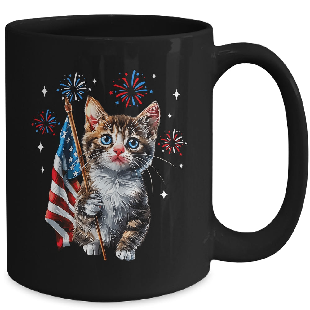 Independence Day Cat 4th Of July Patriotic USA Flag Graphic Mug | siriusteestore