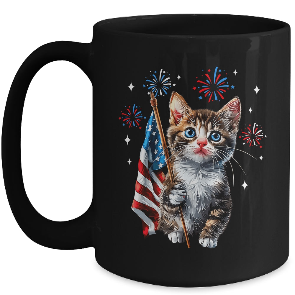 Independence Day Cat 4th Of July Patriotic USA Flag Graphic Mug | siriusteestore