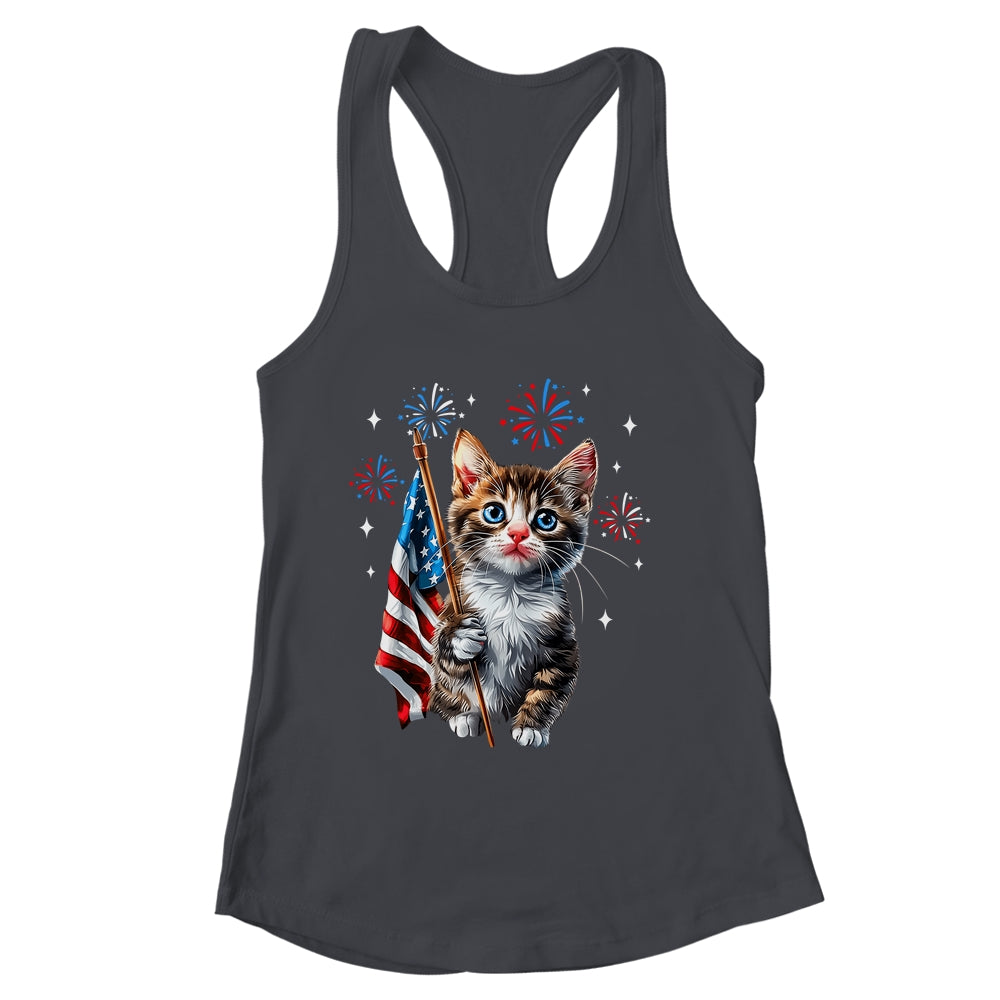 Independence Day Cat 4th Of July Patriotic USA Flag Graphic Shirt & Tank Top | siriusteestore