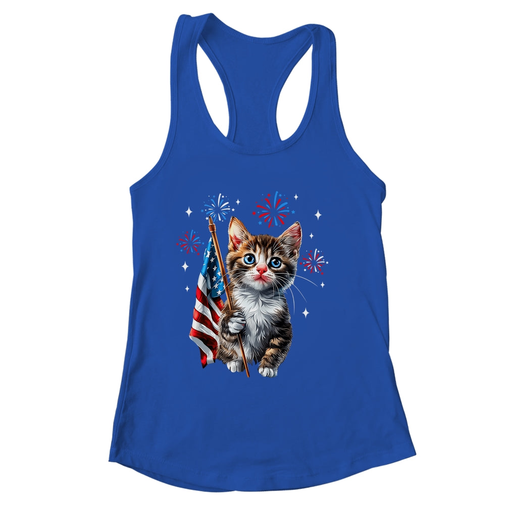 Independence Day Cat 4th Of July Patriotic USA Flag Graphic Shirt & Tank Top | siriusteestore