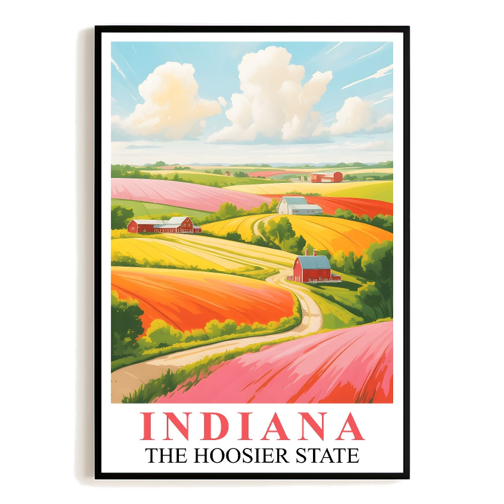 Indiana Travel Print Poster Nature Hoosier State Scenic View Souvenir Wall Art Landscape Painting Picture For Home Room Living Room Bedroom Decor Unframed | siriusteestore