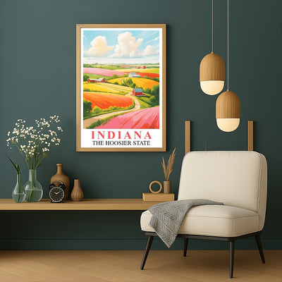 Indiana Travel Print Poster Nature Hoosier State Scenic View Souvenir Wall Art Landscape Painting Picture For Home Room Living Room Bedroom Decor Unframed | siriusteestore