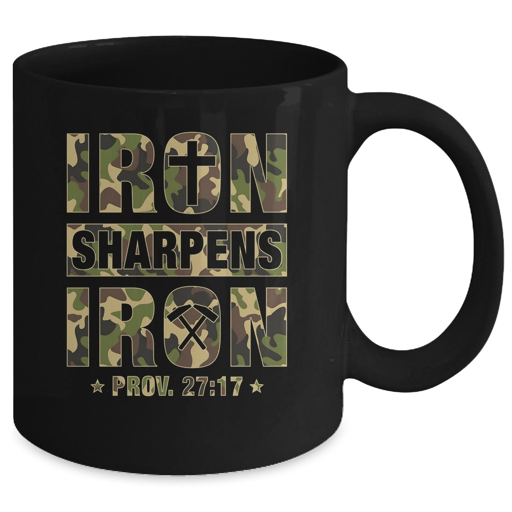 Iron Sharpens Iron Christian Men Camo Scripture Gym Workout Mug | siriusteestore