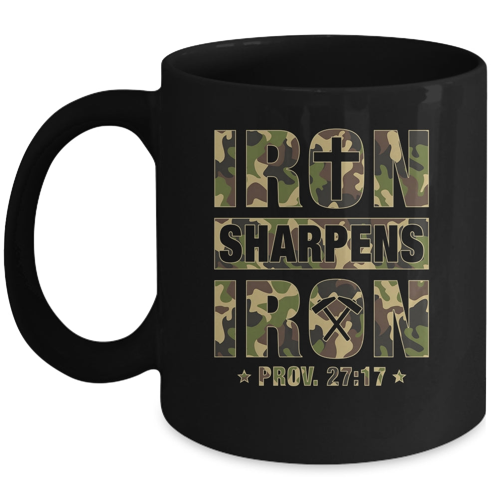 Iron Sharpens Iron Christian Men Camo Scripture Gym Workout Mug | siriusteestore
