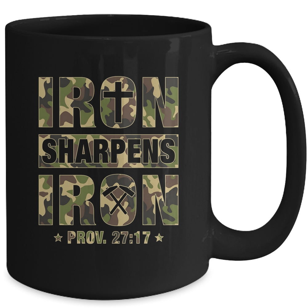 Iron Sharpens Iron Christian Men Camo Scripture Gym Workout Mug | siriusteestore