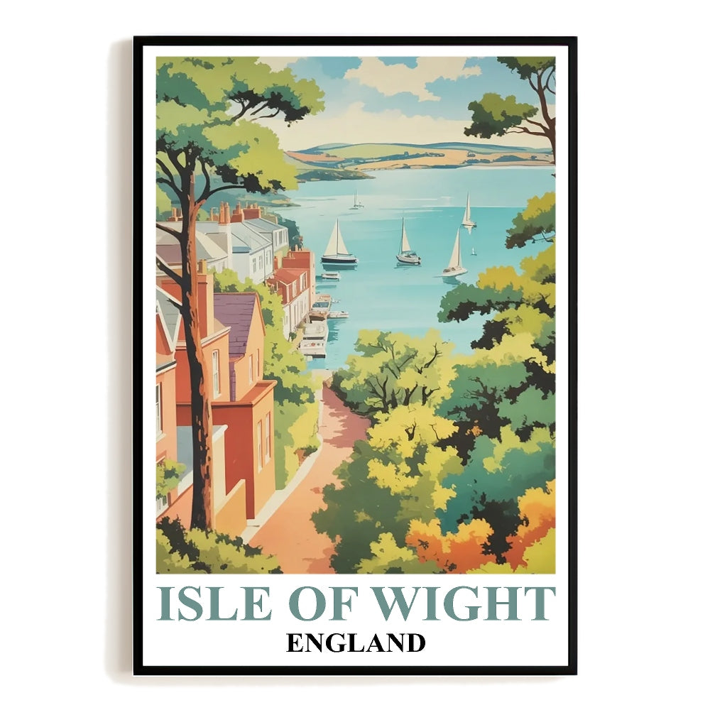Isle Of Wight England Vintage Travel Poster Coastal Village Sea View Souvenir Wall Art Landscape Print Painting Ideal For Home Office Living Room Bedroom Decor Unframed | siriusteestore