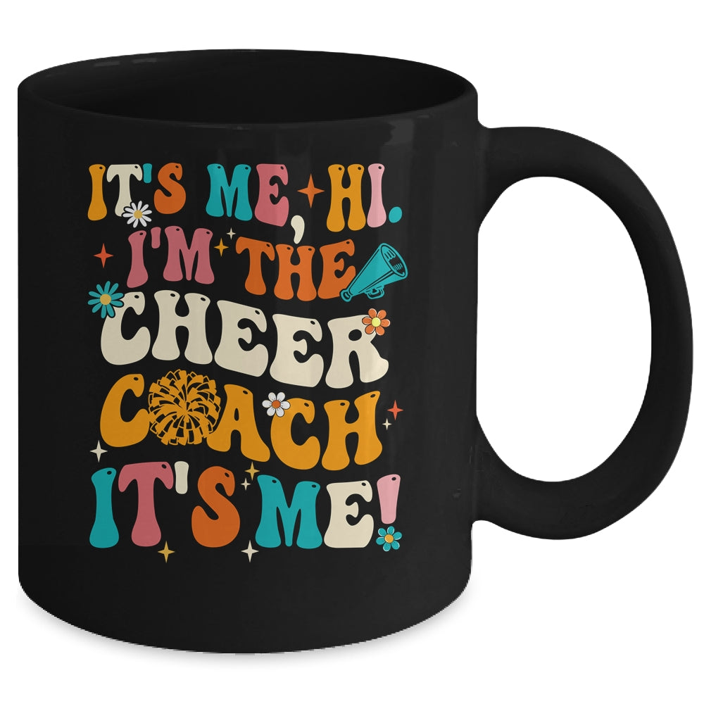 It's Me Hi I'm The Cheer Coach It's Me Retro Groovy Mug | siriusteestore