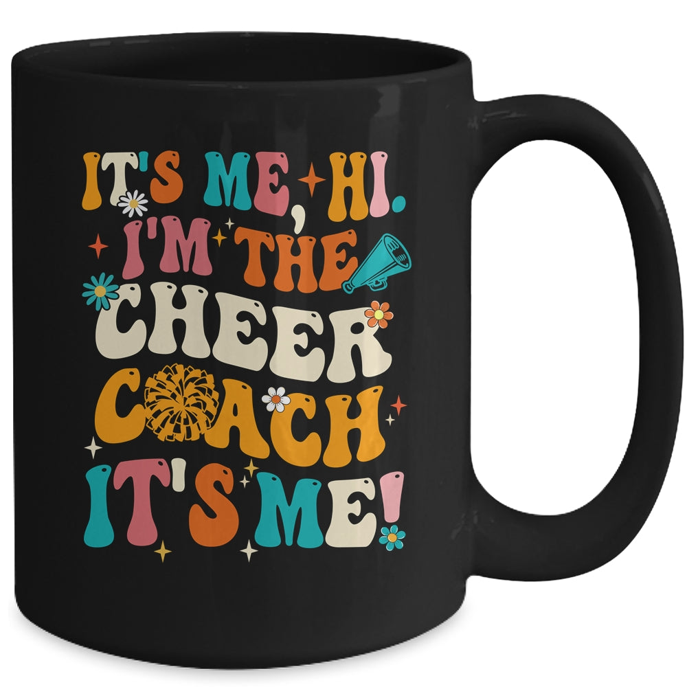 It's Me Hi I'm The Cheer Coach It's Me Retro Groovy Mug | siriusteestore