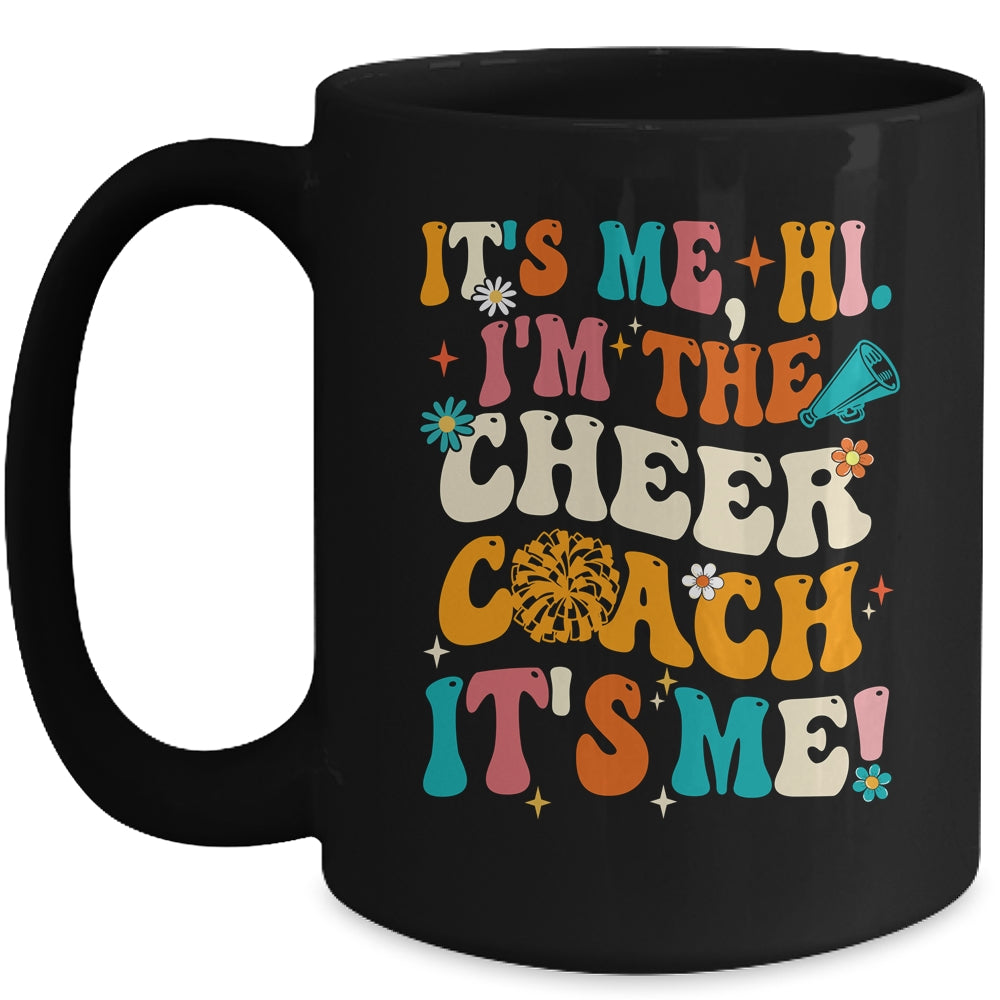 It's Me Hi I'm The Cheer Coach It's Me Retro Groovy Mug | siriusteestore