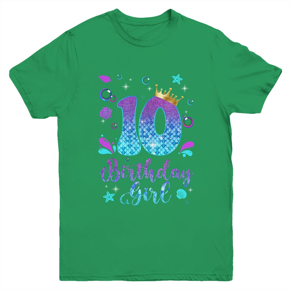 It's My 10th Bday Mermaid Funny Birthday Girls 10 Years Old Youth Shirt | siriusteestore