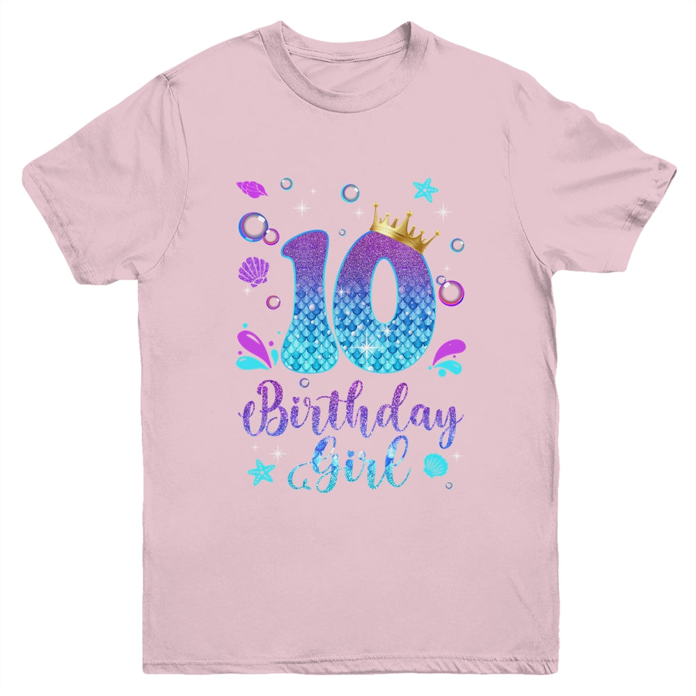 It's My 10th Bday Mermaid Funny Birthday Girls 10 Years Old Youth Shirt | siriusteestore