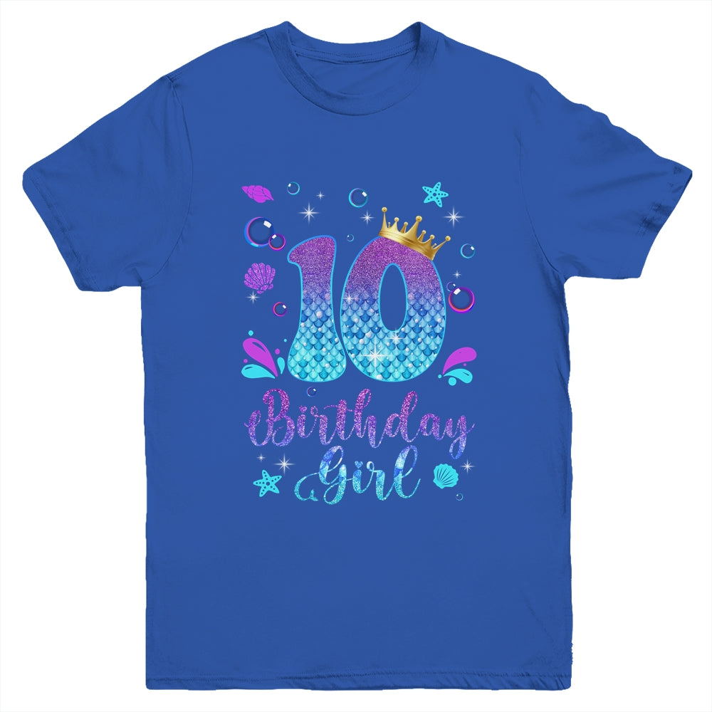 It's My 10th Bday Mermaid Funny Birthday Girls 10 Years Old Youth Shirt | siriusteestore