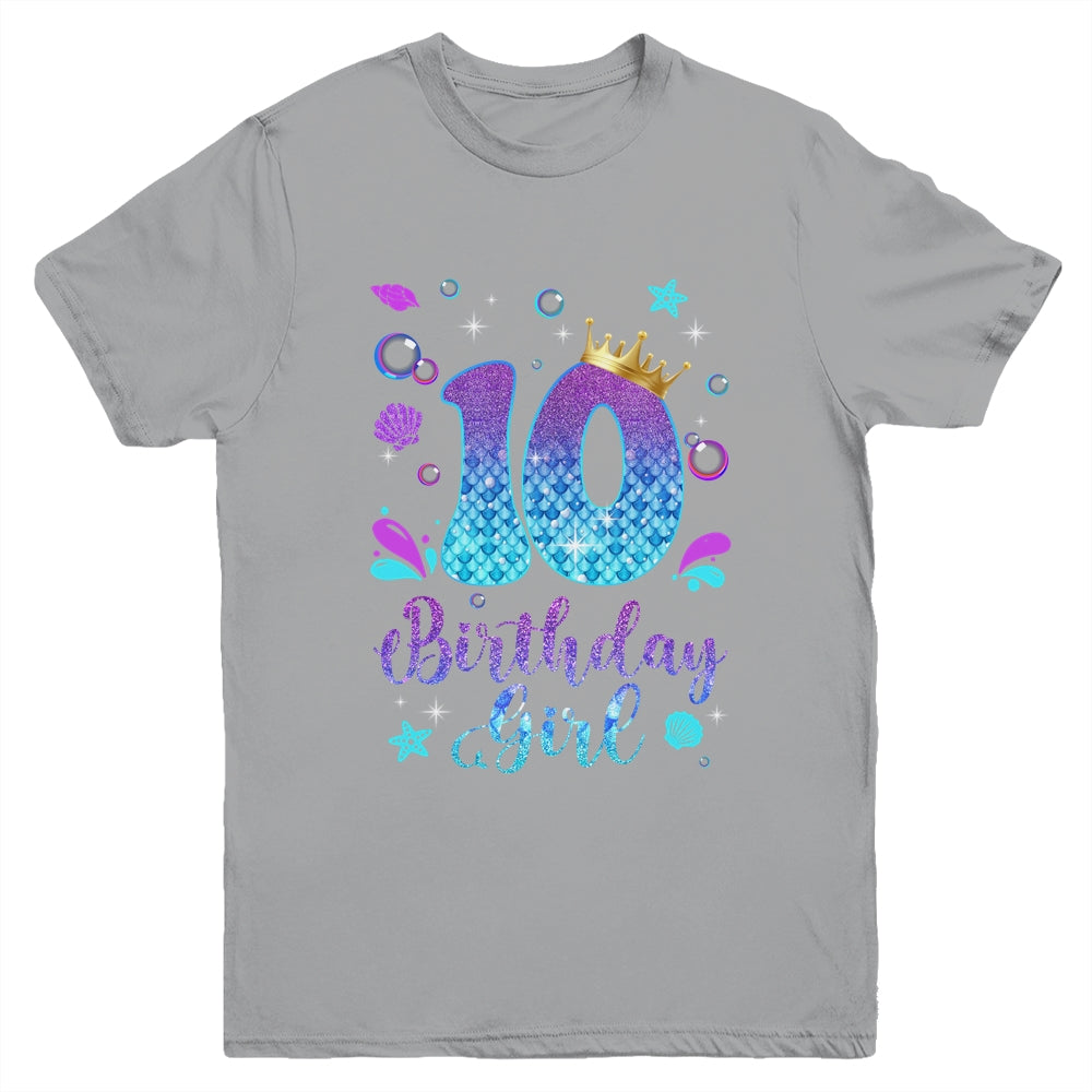 It's My 10th Bday Mermaid Funny Birthday Girls 10 Years Old Youth Shirt | siriusteestore