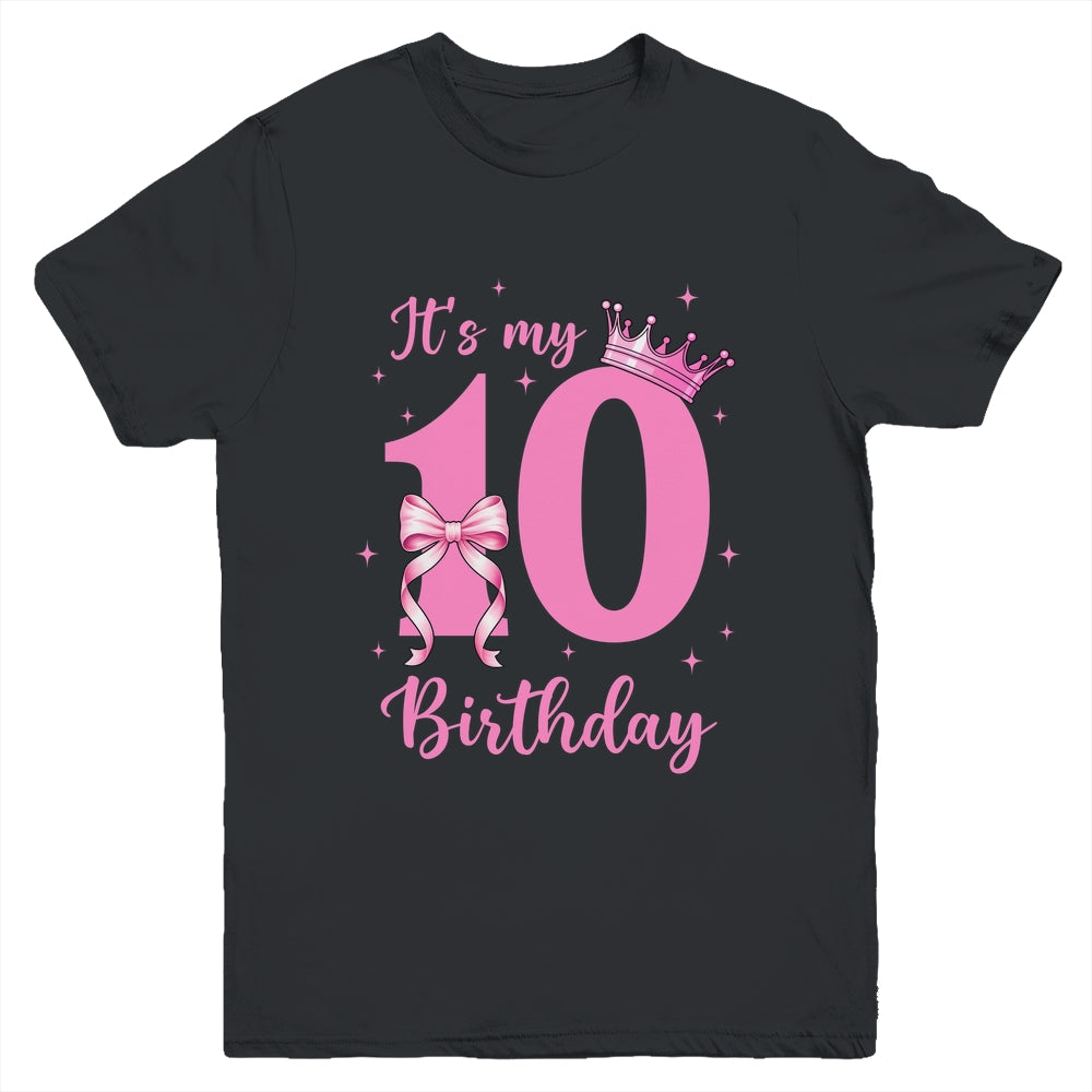 It's My 10th Birthday Girl Coquette Bow 10 Yr Old Aesthetic Youth Shirt | siriusteestore