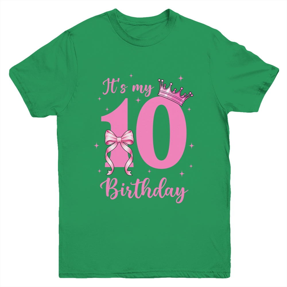 It's My 10th Birthday Girl Coquette Bow 10 Yr Old Aesthetic Youth Shirt | siriusteestore