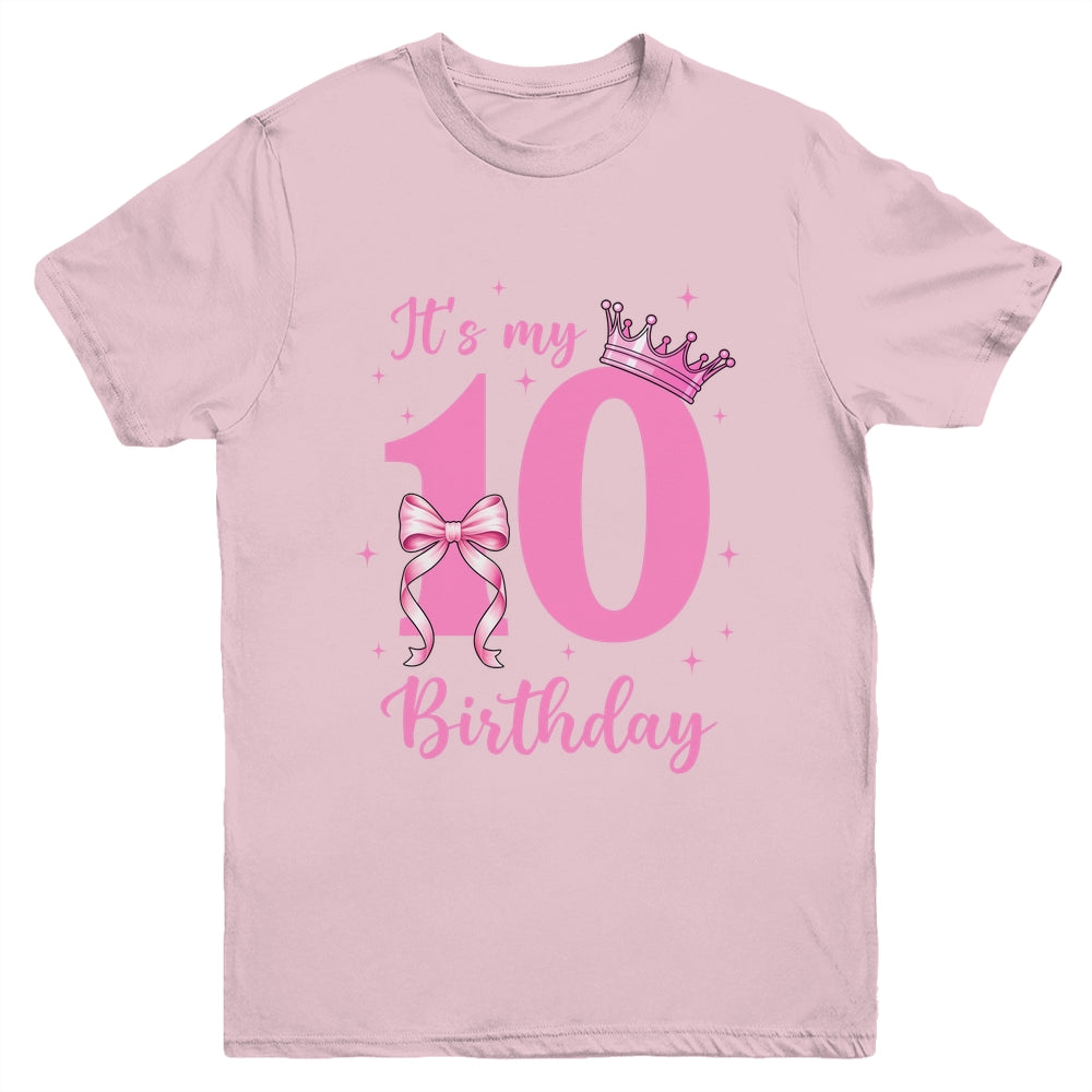 It's My 10th Birthday Girl Coquette Bow 10 Yr Old Aesthetic Youth Shirt | siriusteestore
