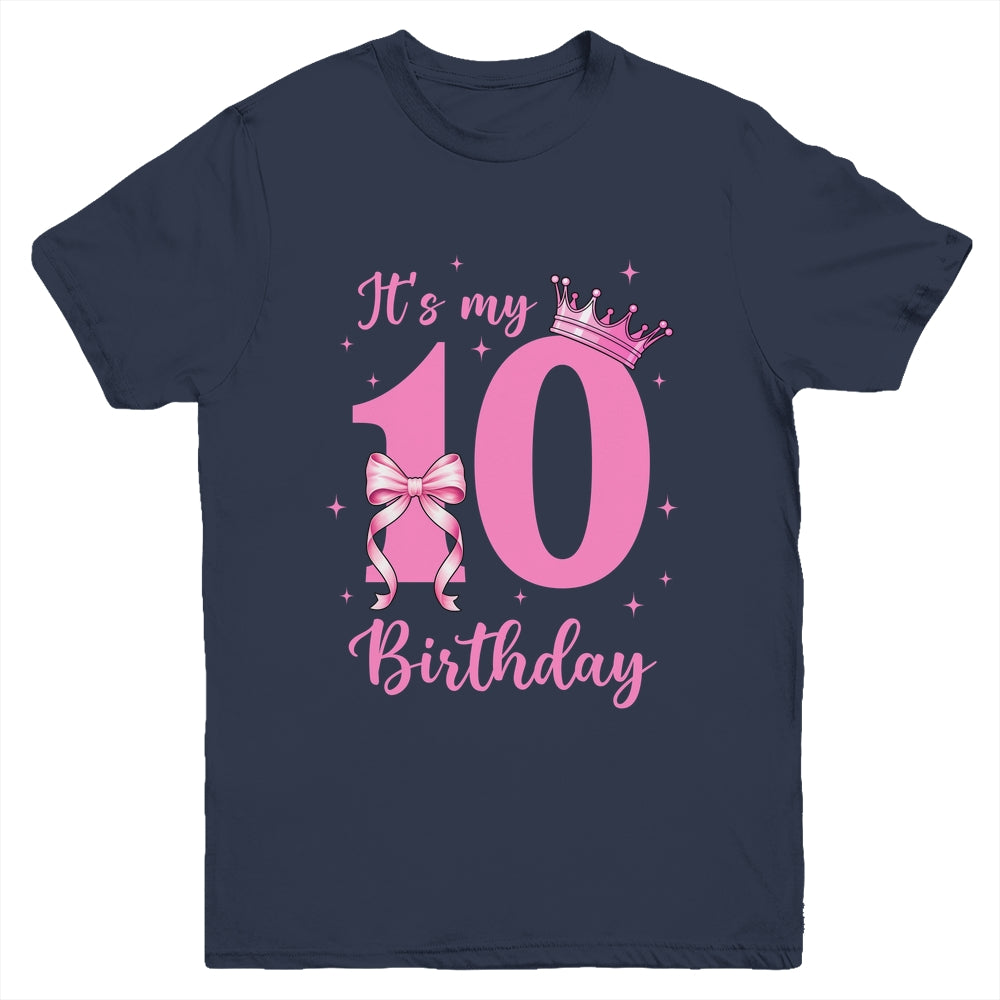 It's My 10th Birthday Girl Coquette Bow 10 Yr Old Aesthetic Youth Shirt | siriusteestore