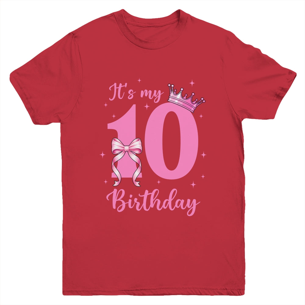 It's My 10th Birthday Girl Coquette Bow 10 Yr Old Aesthetic Youth Shirt | siriusteestore