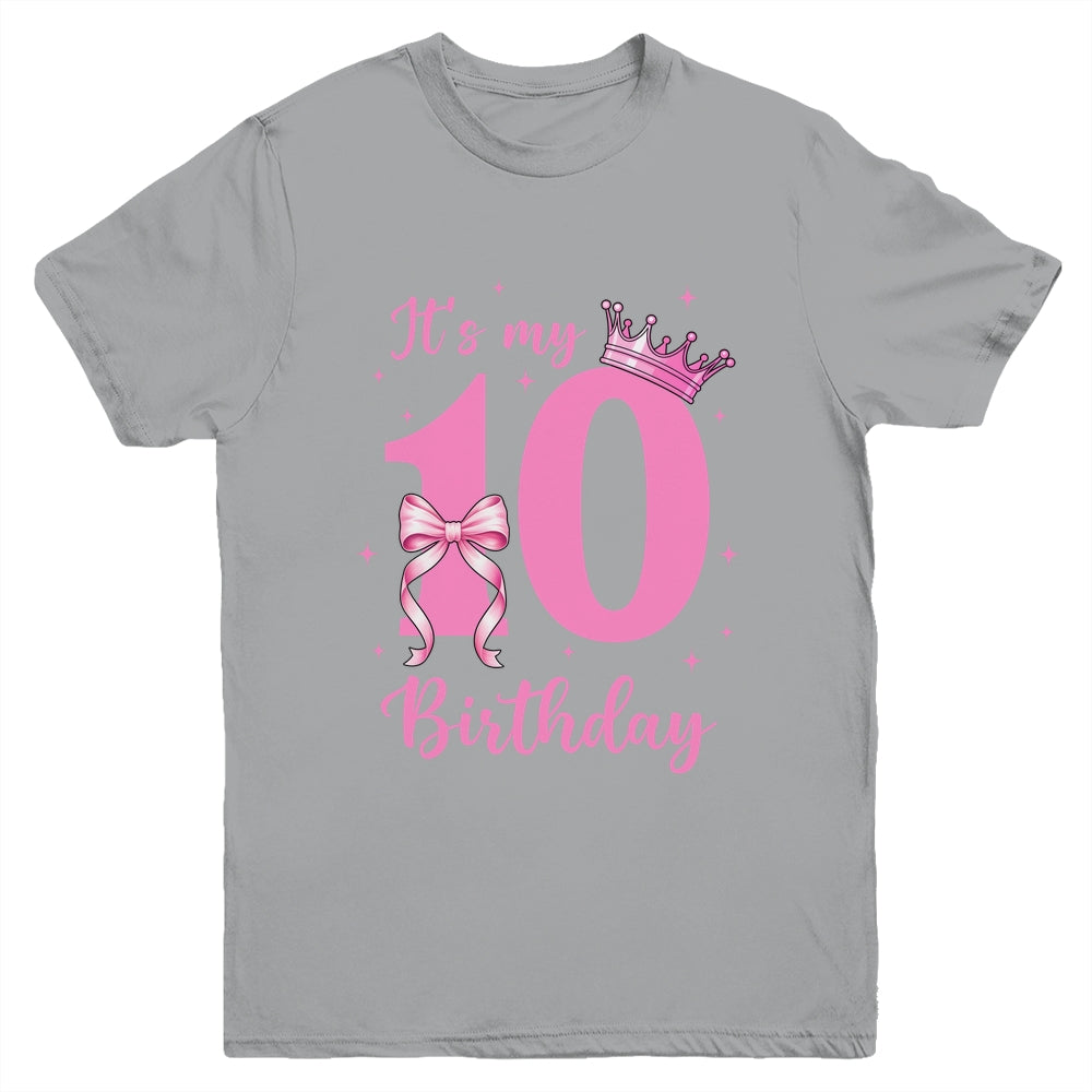 It's My 10th Birthday Girl Coquette Bow 10 Yr Old Aesthetic Youth Shirt | siriusteestore