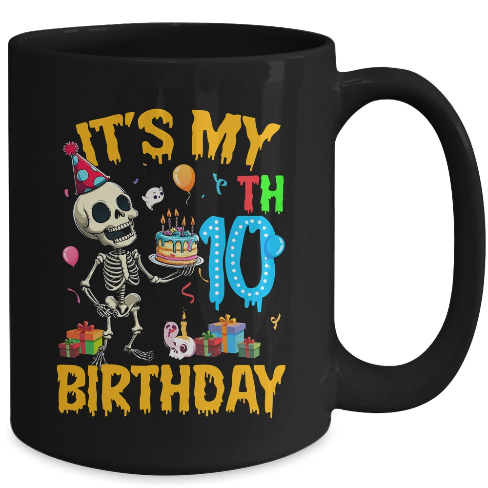 It's My 10th Birthday Party Halloween Skeleton Birthday Kids Mug | siriusteestore