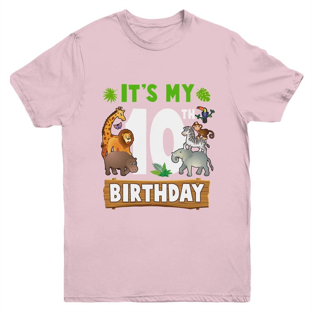 It's My 10th Birthday Zoo Jungle Safari 10 Years Old Birthday Youth Shirt | siriusteestore