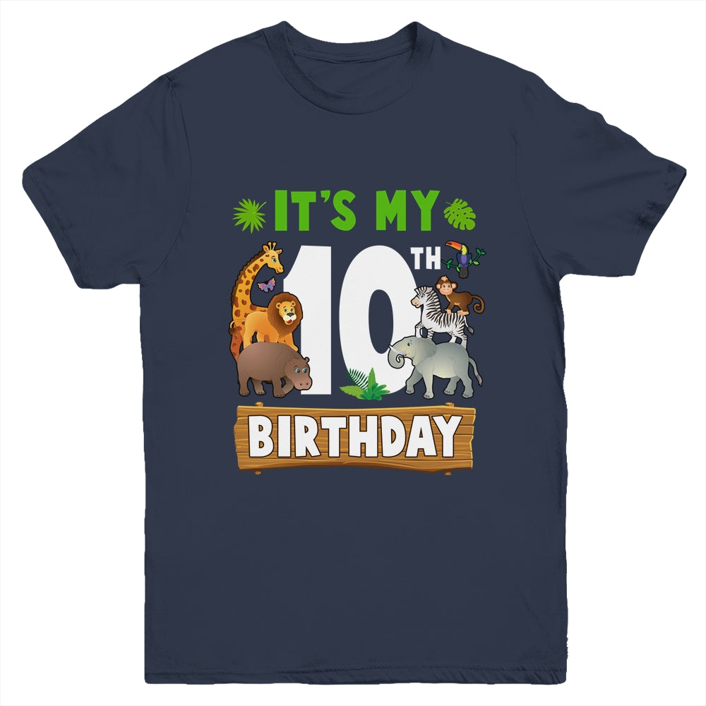 It's My 10th Birthday Zoo Jungle Safari 10 Years Old Birthday Youth Shirt | siriusteestore