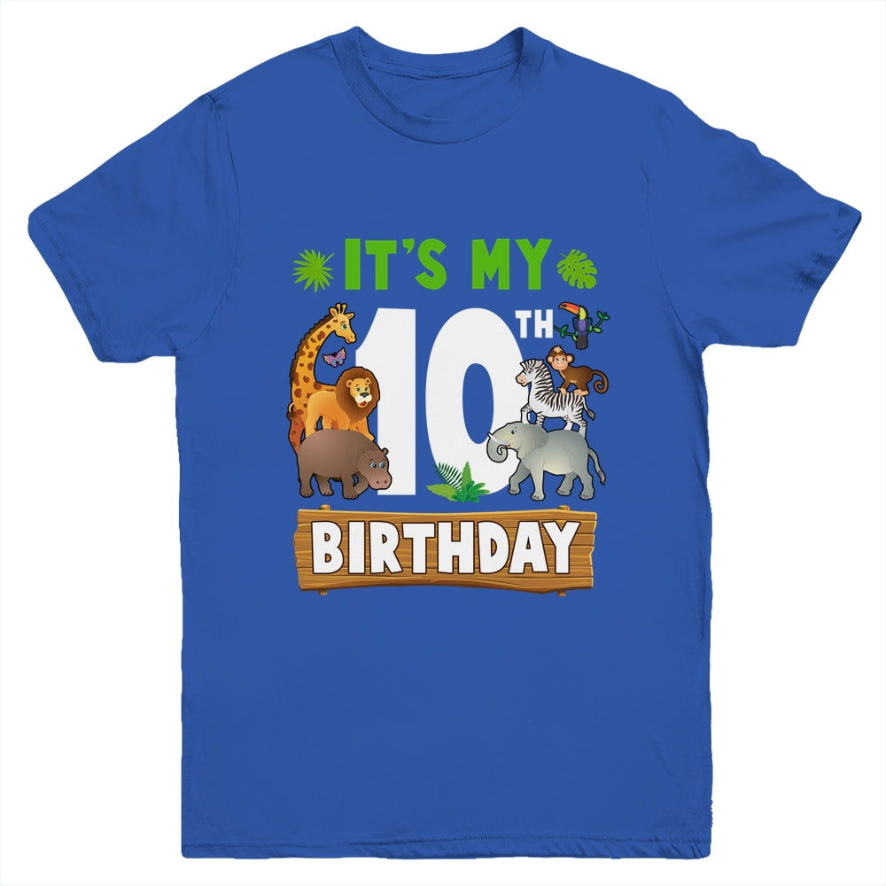 It's My 10th Birthday Zoo Jungle Safari 10 Years Old Birthday Youth Shirt | siriusteestore
