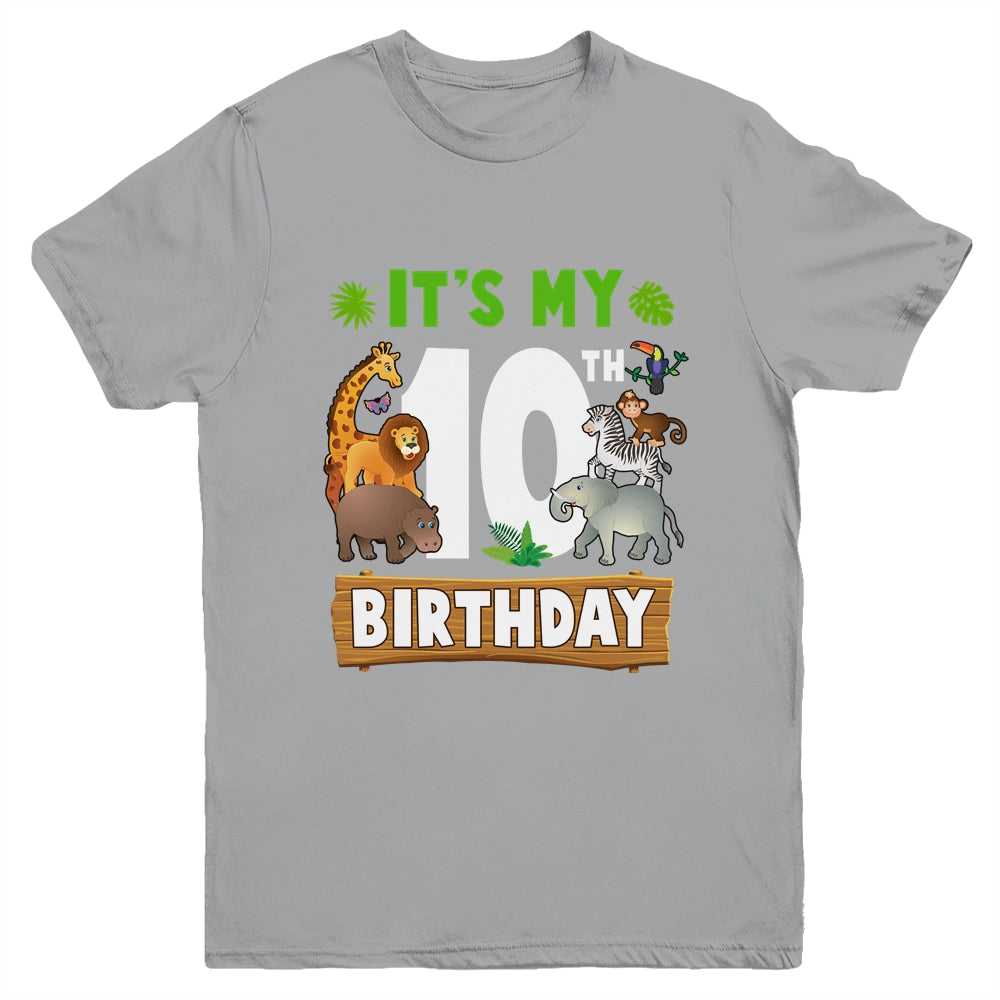 It's My 10th Birthday Zoo Jungle Safari 10 Years Old Birthday Youth Shirt | siriusteestore
