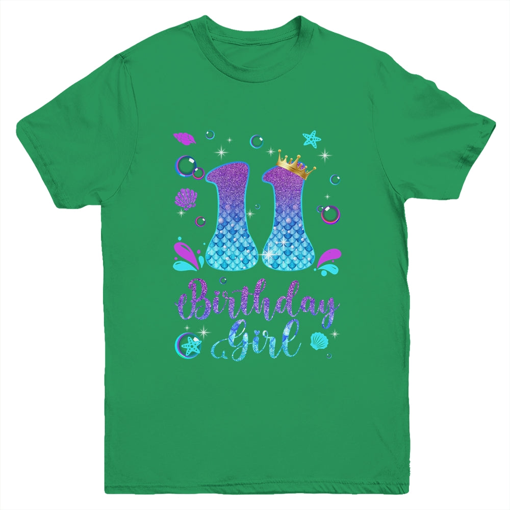 It's My 11th Bday Mermaid Funny Birthday Girls 11 Years Old Youth Shirt | siriusteestore