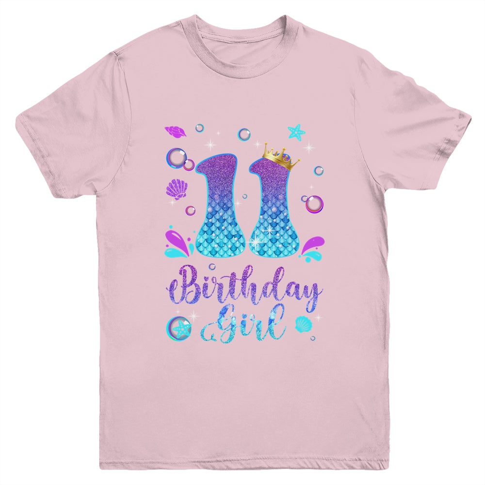 It's My 11th Bday Mermaid Funny Birthday Girls 11 Years Old Youth Shirt | siriusteestore