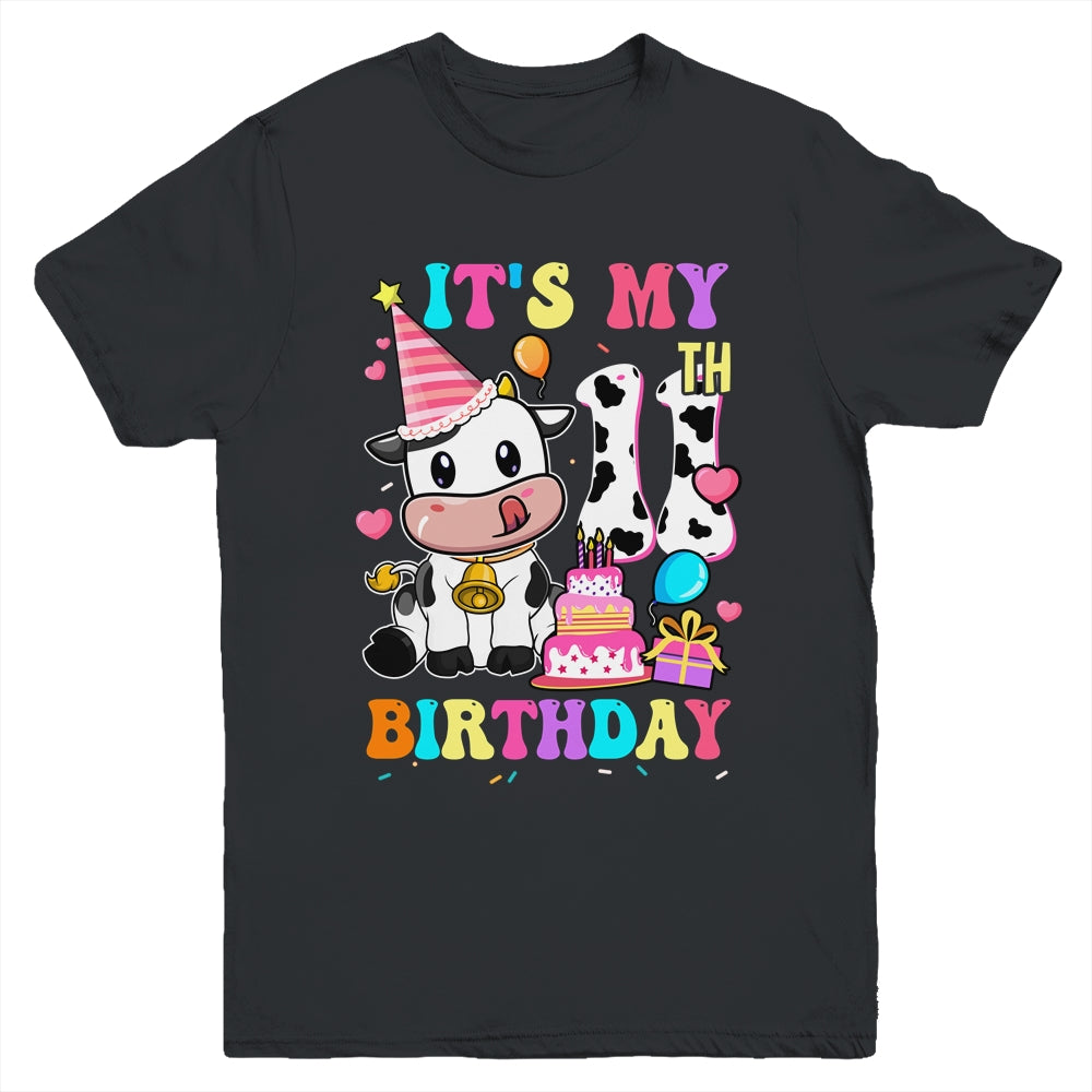 It's My 11th Birthday Dairy Cow Girls Funny 11 Year Old Youth Shirt | siriusteestore