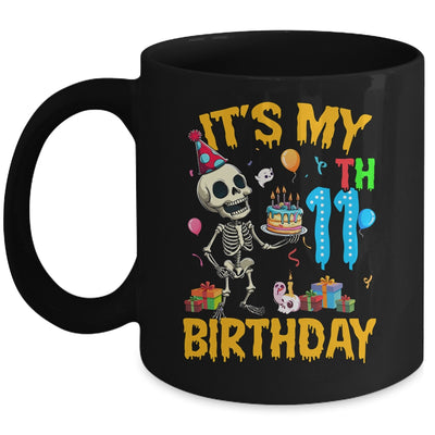 It's My 11th Birthday Party Halloween Skeleton Birthday Kids Mug | siriusteestore