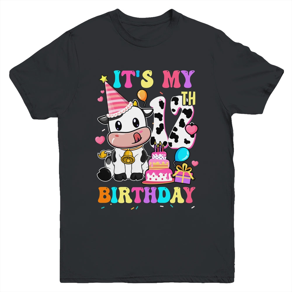 It's My 12th Birthday Dairy Cow Girls Funny 12 Year Old Youth Shirt | siriusteestore