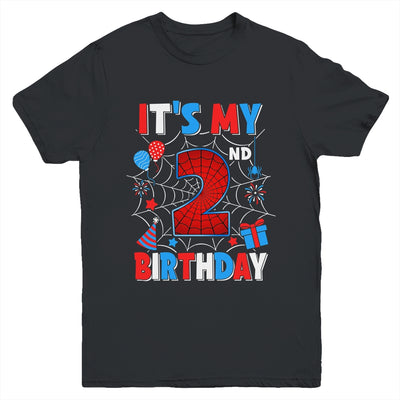 It's My 2nd Birthday Spider Web Theme Party 2 Years Old Boys Youth Shirt | siriusteestore