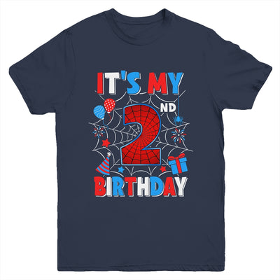 It's My 2nd Birthday Spider Web Theme Party 2 Years Old Boys Youth Shirt | siriusteestore