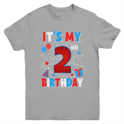 It's My 2nd Birthday Spider Web Theme Party 2 Years Old Boys Youth Shirt | siriusteestore