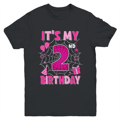 It's My 2nd Birthday Spider Web Theme Party 2 Years Old Girl Youth Shirt | siriusteestore
