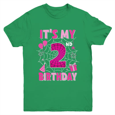 It's My 2nd Birthday Spider Web Theme Party 2 Years Old Girl Youth Shirt | siriusteestore